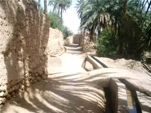 figuig, Ruelles et conduits entre jardins